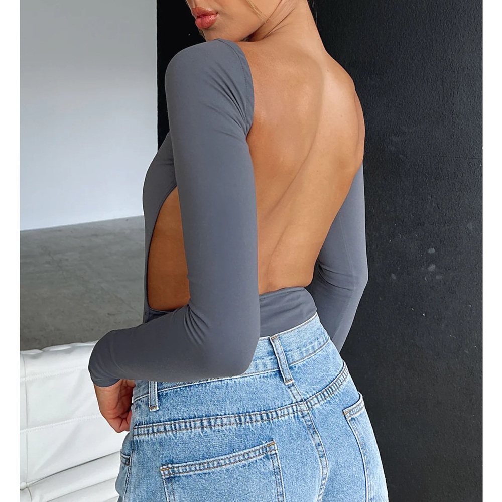 You've Got The Love Long Sleeve Bodysuit Charcoal